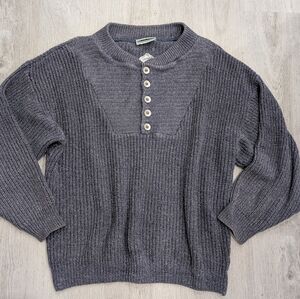 Vintage Woodbridge Men's Knit Blue Crewneck Sweater With Button Detail Size L